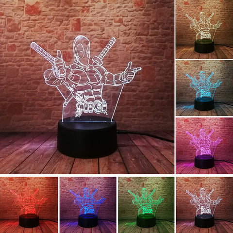 Deadpool Model 3D LED Night Light