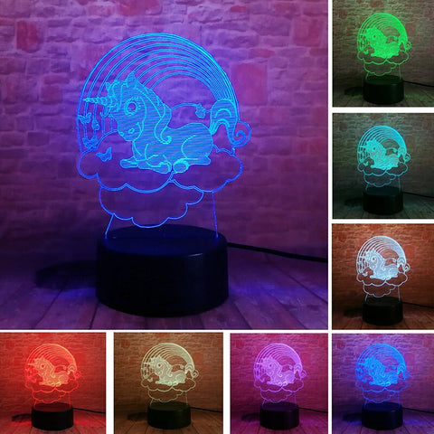 Unicorn Party Model 3D LED Night Light