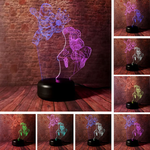 Avengers Spiderman Figurines 3D LED Night Light