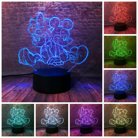 Mickey and Minnie Anime Figure 3D LED Night Light