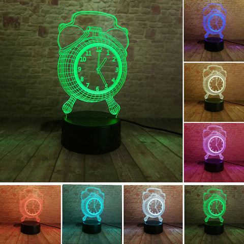 Creative Alarm Clock Model 3D LED Night Light