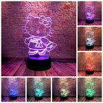 Kitty Cat Anime Figure Model 3D LED Night Light