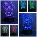 Minnie Mouse Cartoon Figma Model 3D LED Night Light