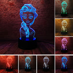 Princess Elsa Anime Figure 3D LED Night Light