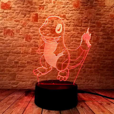 Luminious Pokeball Charmander Anime Figure 3D LED Night Light