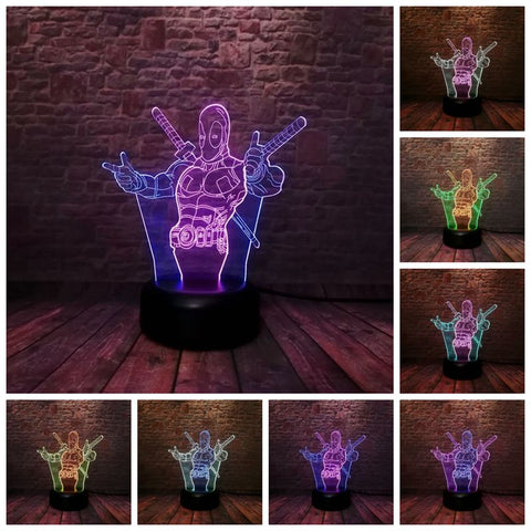 SuperHero Dead Pool Figure 3D LED Night Light