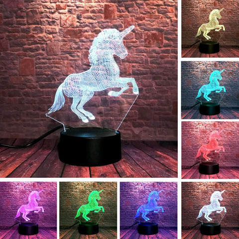 Unicorn Animal Figure 3D LED Night Light