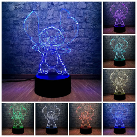 Cartoon Figure Stitch Colorful Model 3D LED Night Light