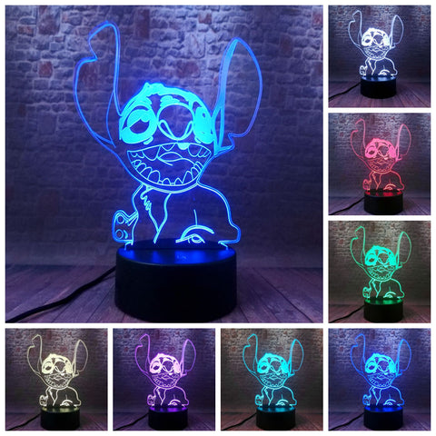 Luminous Stitch Cartoon Figurins Model 3D LED Night Light