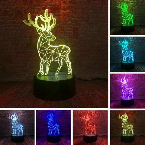 Christmas Deer Animal Figure Model 3D LED Night Light