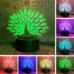 Beauty Proud Peacock Animal Figure 3D LED Night Light