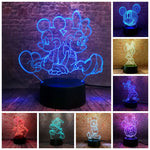 Mickey Mouse and Minnie Mouse Cartoon Figure 3D LED Night Light