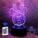Mickey Mouse and Minnie Mouse Cartoon Figure 3D LED Night Light
