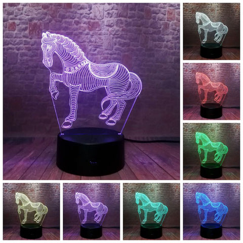 Horse Animal Model 3D LED Night Light