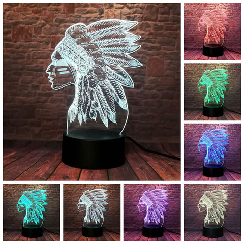 Indian People Figure Model Decor 3D LED Night Light