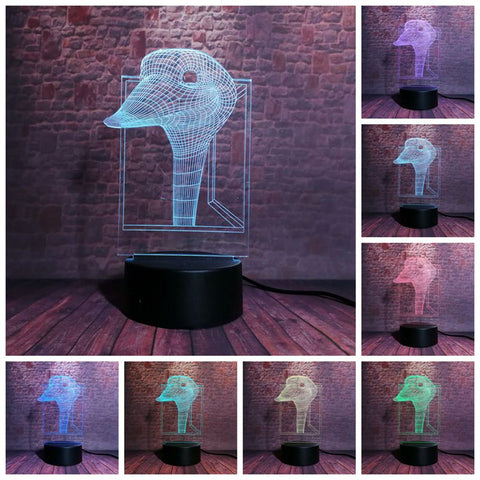 Duck Head Animal Figure Model 3D LED Night Light