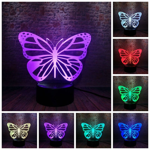 Flash Butterfly Animal Figure Model 3D LED Night Light