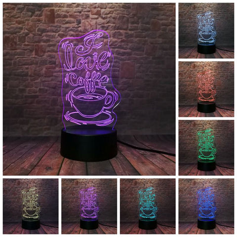 Coffee Cup Model 3D LED Night Light