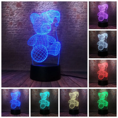 Happy Christmas Bear Figure Model 3D LED Night Light