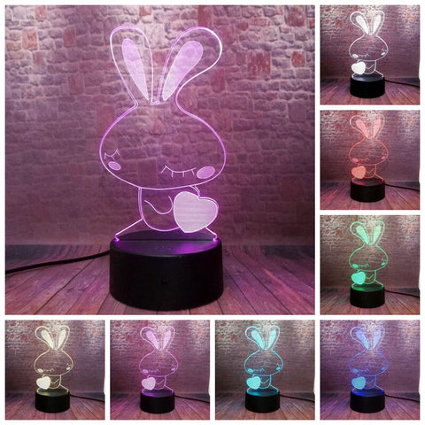 Luminous Rabbit Animal Figure Model 3D LED Night Light